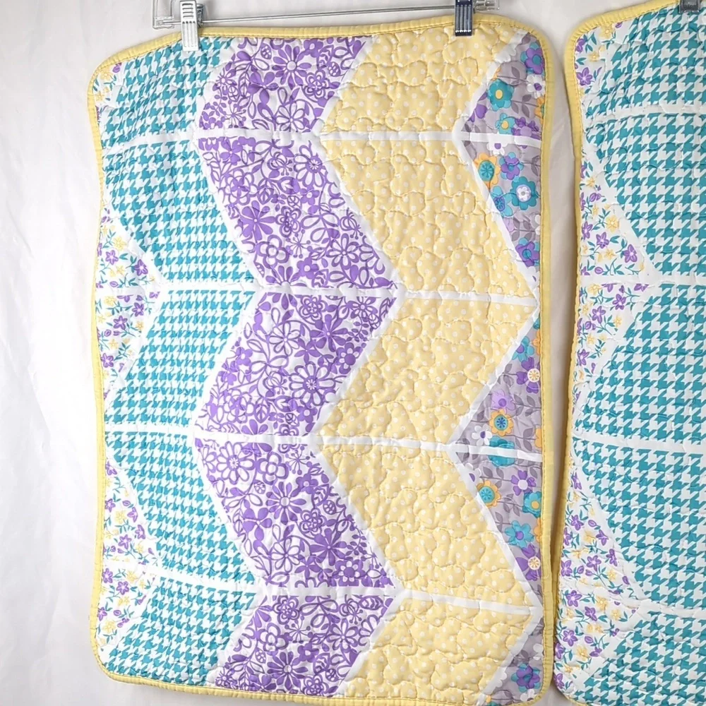 Set of Two Quilted Pillow Cases Chevron Cottagecore